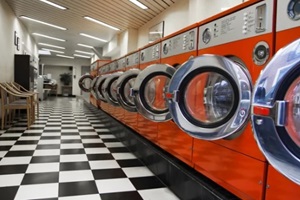 Interior of laundromat